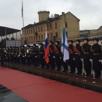 Церемония подъема флага на подводной лодке «Колпино»